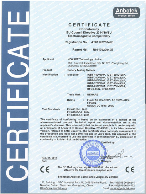 China Neware Technology Limited certification